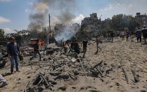 El campo de desplazados de Mawasi tras el ataque israelí.