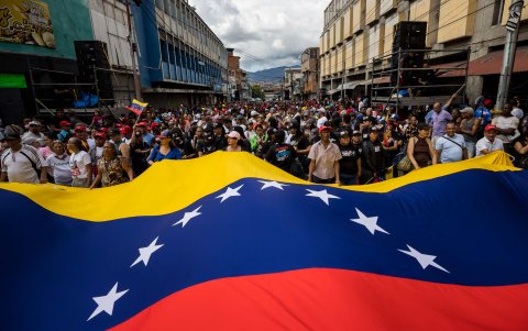 Seguidores del presidente de Venezuela y candidato a la presidencia, Nicolás Maduro, asistieron al acto de campaña