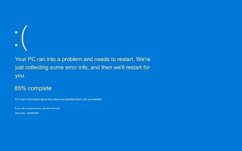 El pantallazo azul de la muerte de Windows