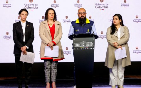 Funcionarios colombianos durante una declaración en Casa de Nariño, este 18 de julio de 2024 en Bogotá (Colombia).