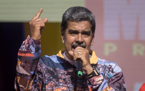 El presidente de Venezuela y candidato a la reelección, Nicolás Maduro, durante un acto de campaña el jueves pasado.