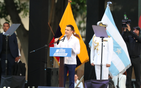 Daniel Noboa en su discurso en la sesión solemne por la Fundación de Guayaquil.