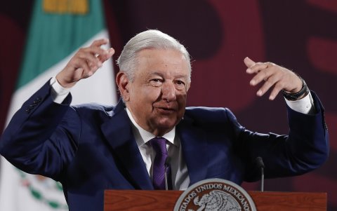 El presidente de México, Andrés Manuel López Obrador, habló el lunes 26 de agosto durante su conferencia de prensa matutina, en el Palacio Nacional de Ciudad de México.