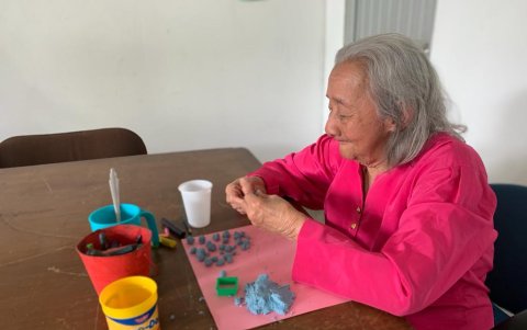 Los adultos mayores participan de actividades lúdicas.
