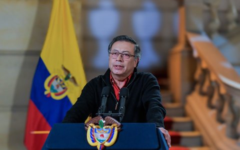 El presidente colombiano, Gustavo Petro, mientras habla durante una alocución televisada en Bogotá.
