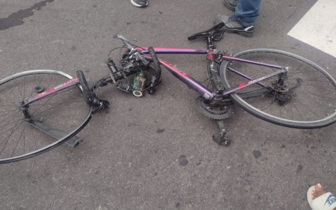 Así quedó la bicicleta de Kevin Pozo tras el accidente.