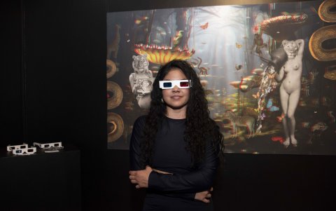 La artista machaleña Pamela Pinto expone sus piezas.