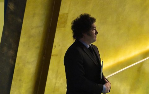 El presidente Javier Milei en uno de sus recientes presentaciones en público.