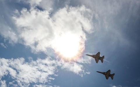 Aviones de entrenamiento de Taiwán en una exhibición de sus capacidades ante las incursiones de aviones chinos en la zona de identificación de defensa aérea de Taiwán (ADIZ).