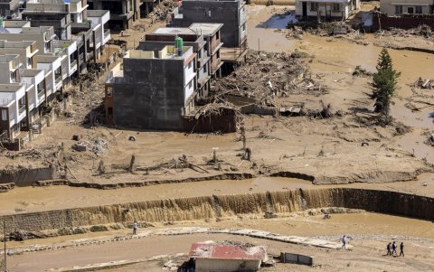 Vista de una zona inundada en Katmandú, Nepal, 30 de septiembre de 2024.