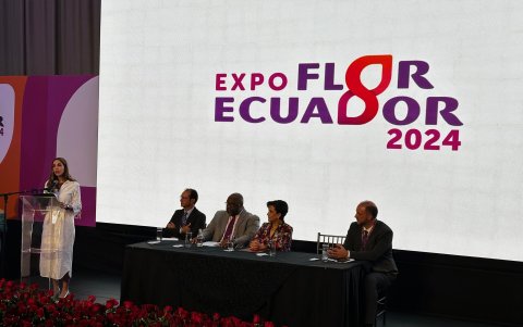 Sonsoles García, ministra de Producción, en la inauguración de Expoflor 2024.