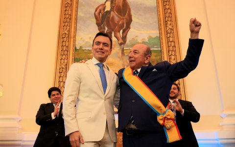 El presidente Daniel Noboa y su papá, el empresario Álvaro Noboa.