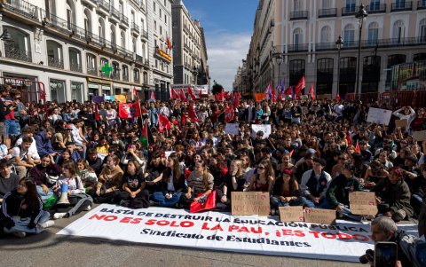 Un momento de la manifestación estudiantil contra la nueva prueba de acceso a las universidades