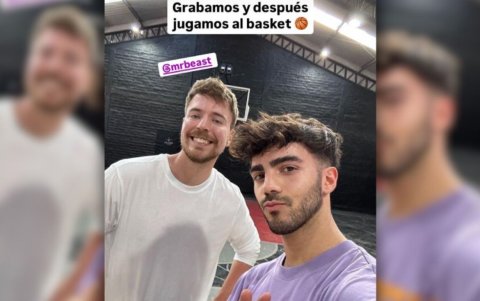 MrBeast y Federico Vigevani juntos en un gimnasio de Quito.