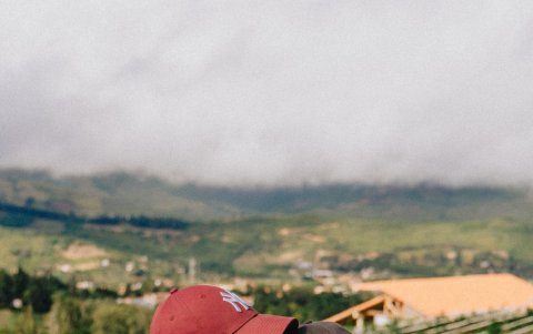 Con su novio, Andrés.