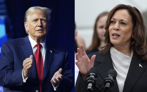 Combo de fotografías donde se observa al candidato republicano a la Casa Blanca, el expresidente Donald Trump (2017-2021), y a la vicepresidenta y candidata demócrata, Kamala Harris.