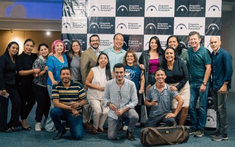 Músicos de la Sinfónica de Guayaquil preparan el concierto 'Entre amigos'.