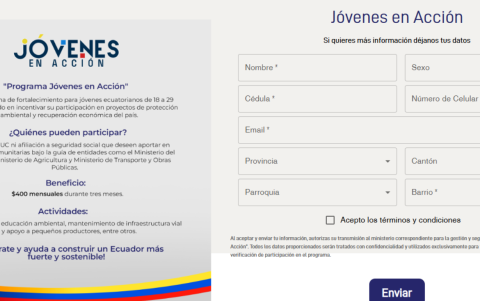 Así luce el sitio web del programa Jóvenes en Acción.
