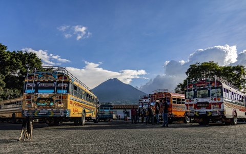 Fotografía del 29 de octubre de 2024 de la estación de autobuses, en Antigua Guatemala.