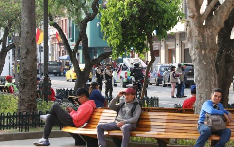 Ambiente. Una relativa calma se observó en las calles de Cuenca este 15 de noviembre, día de marchas consideradas como luchas sociales.