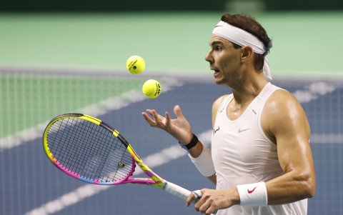 El tenista español Rafa Nadal en uno de sus últmos entrenamientos previo a las finales de Copa Davis en Málaga
