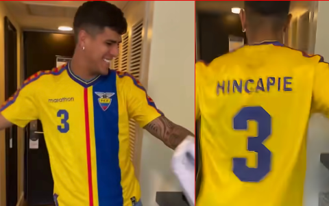 La alegría de Piero al tener su nombre en  la camiseta histórica de la selección.