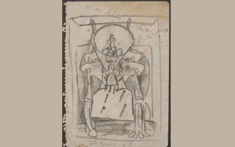 Extraterrestre Precolombino, 22x15,5 cm. Año 1963, colección Eduardo Tábara.