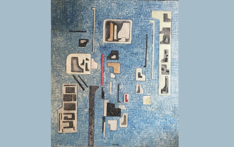 Muro con celeste gris, 200x170 cm. Año 2016, colección Estudio Tábara.