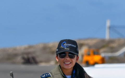 La capitana Diana Ruiz en una pista de la FAE.