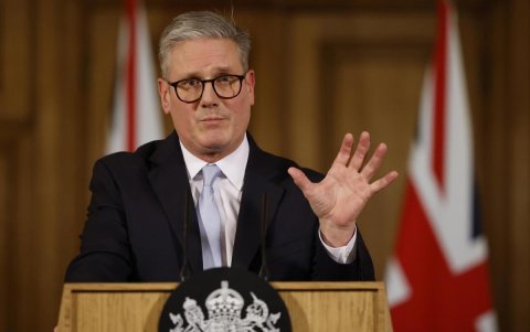 El primer ministro de Reino Unido, Keir Starmer, durante una rueda de prensa en Londres.