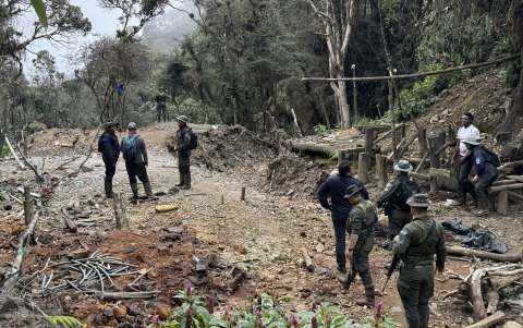 Varios de los militares y policías que ejecutaron el operativo de seguridad en el parque nacional Los Farallones, en Cali (Colombia)