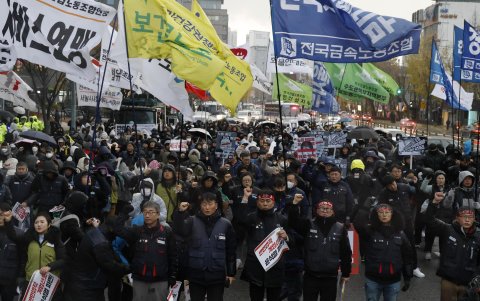 Protesta contra el presidente de Corea del Sur, Yoon Suk-yeol, este 5 de diciembre en Seul.