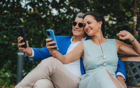 Marcela Aguiñaga con su prometido, Mauricio Guim