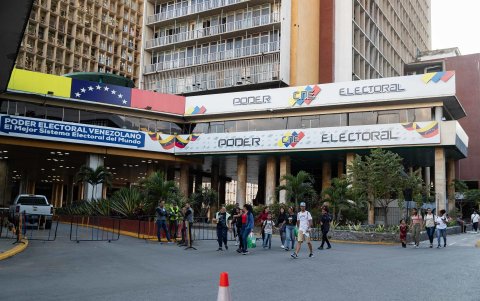 La sede del Consejo Nacional Electoral este viernes, en Caracas (Venezuela).