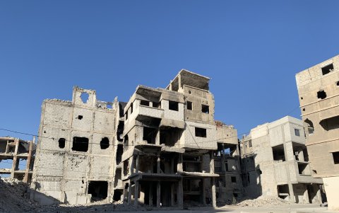 Yamouk. Solo quedan edificios destruidos tras los intensos combates.