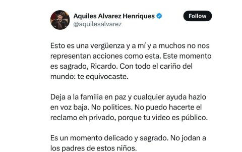 Publicación en X del alcalde Aquiles Álvarez, borrada poco tiempo después.