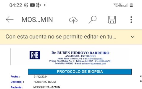 Resultados de la biopsia.