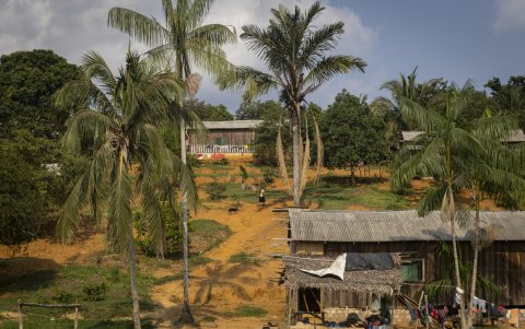 Fotografía del 7 de noviembre de 2024 de la aldea Kaba Biorebu, territorio indígena Mundurukú, en el municipio de Jacareacanga (Brasil).