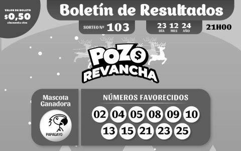 BOLETIN POZO 1116, REVANCHA 103 LUNES 23 DE DICIEMBRE 2024