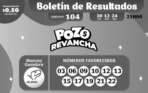 BOLETIN POZO 1117, REVANCHA 104 LUNES 30 DE DICIEMBRE 2024