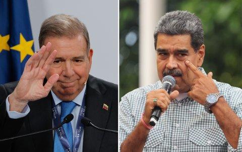 El opositor venezolano Edmundo González Urrutia (i) y el presidente de Venezuela, Nicolás Maduro.