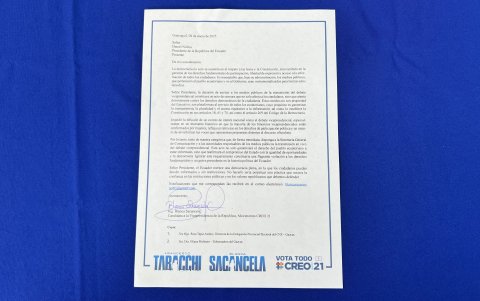 Documento entregado por CREO en la delegación provincial de Guayas del Concejo Nacional Electoral, el 8 de enero de 2025.