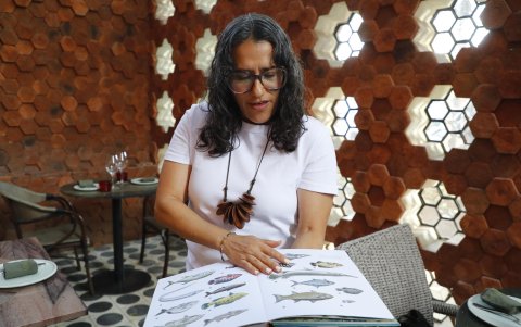 La investigadora mexicana y editora de libros gastronómicos Luz Alvarado habla durante una entrevista con EFE, en Guadalajara (México).