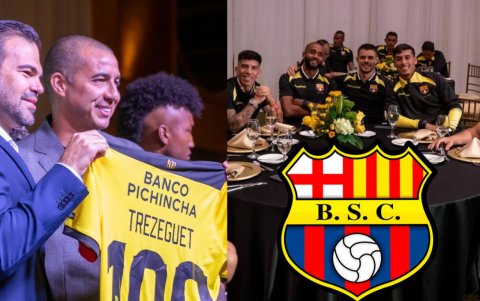 El campeón del mundo, David Trezeguet compartió la Cena Amarilla junto a los jugadores del Barcelona SC.