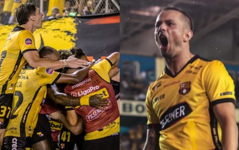 Octavio Rivero y su primer doblete en Barcelona SC 2025.