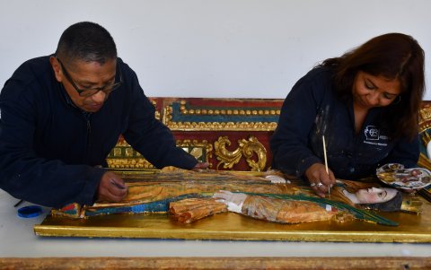 Treinta y ocho técnicos del Instituto Metropolitano de Patrimonio trabajaron en la restauración de la nave sur de San Francisco.