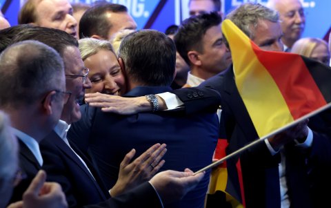 En la imagen, el copresidente del partido y facción Alternativa para Alemania (AfD), Tino Chrupalla, y la copresidenta del partido y facción Alternativa para Alemania (AfD), Alice Weidel.