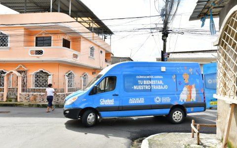 Una furgoneta municipal de Bienestar Animal circula por el Batallón del Suburbio.