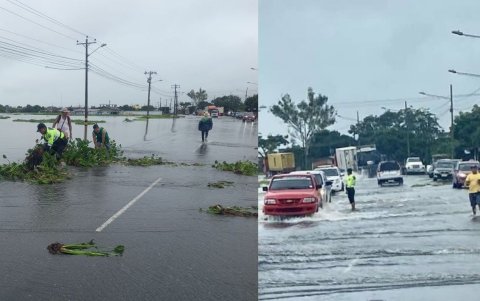 El tramo Jujan-Babahoyo de la ruta estatal E-25 presenta inundaciones que complican el tránsito vehicular.