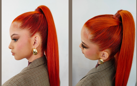 La coleta alta pulida y sin frizz es el look infalible del invierno.